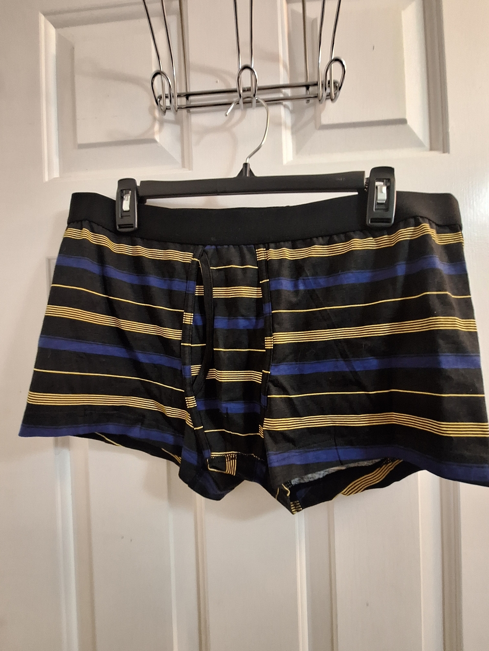 Men's Striped Boxer Briefs - Black, Blue & Yellow